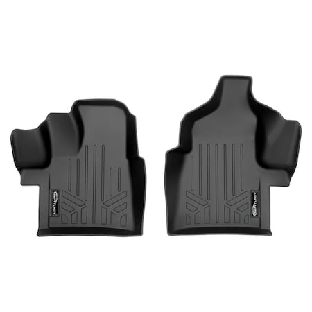 Smartliner Custom Fit First Row Floor Mat Liners with Vinyl Flooring for 2020-2021 Ford Transit, Black SA0518